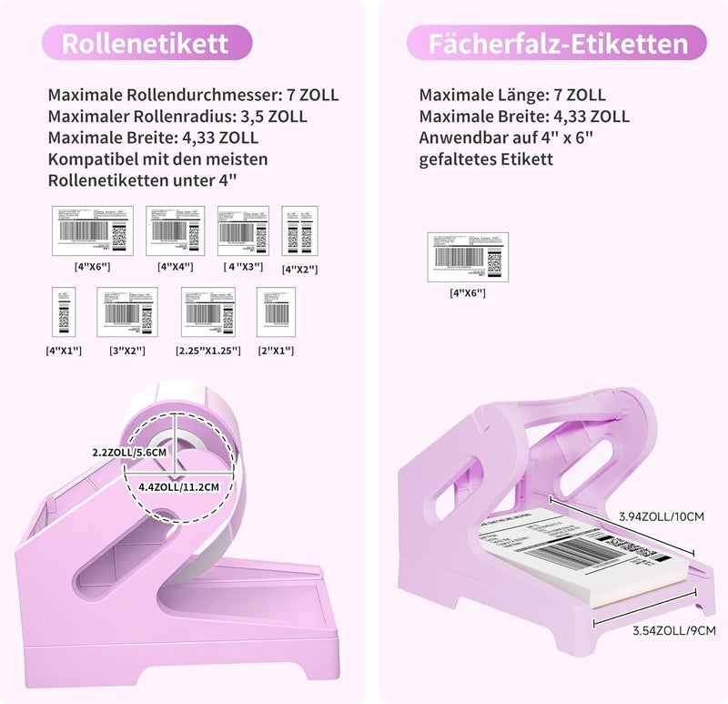 Guermok Thermal Shipping Label Holder for Rolls & Fan-Fold, Fragile Stickers for Shipping, Label Stand Desktop Printer Holder-Home Office Accessory Sticker Dispenser for Holographic (Purple) - Image 4
